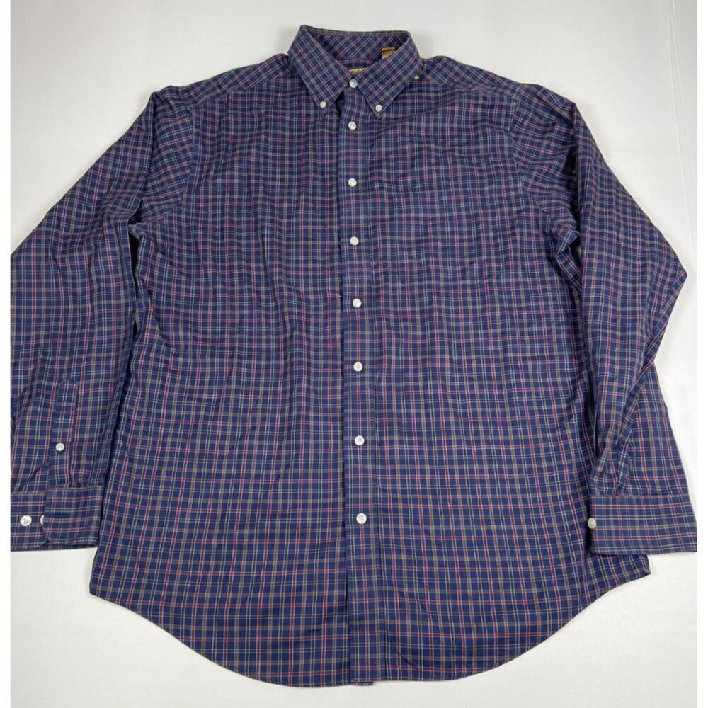 Roundtree & Yorke Men’s LT Blue Plaid Gold Label Non-Iron Long Sleeve Shirt
